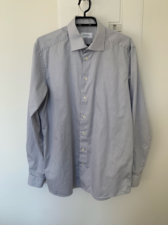 Eton Other - Eton Dress Shirt 100% Cotton Men's size 42-16 ½ Light Blue Micro-Check